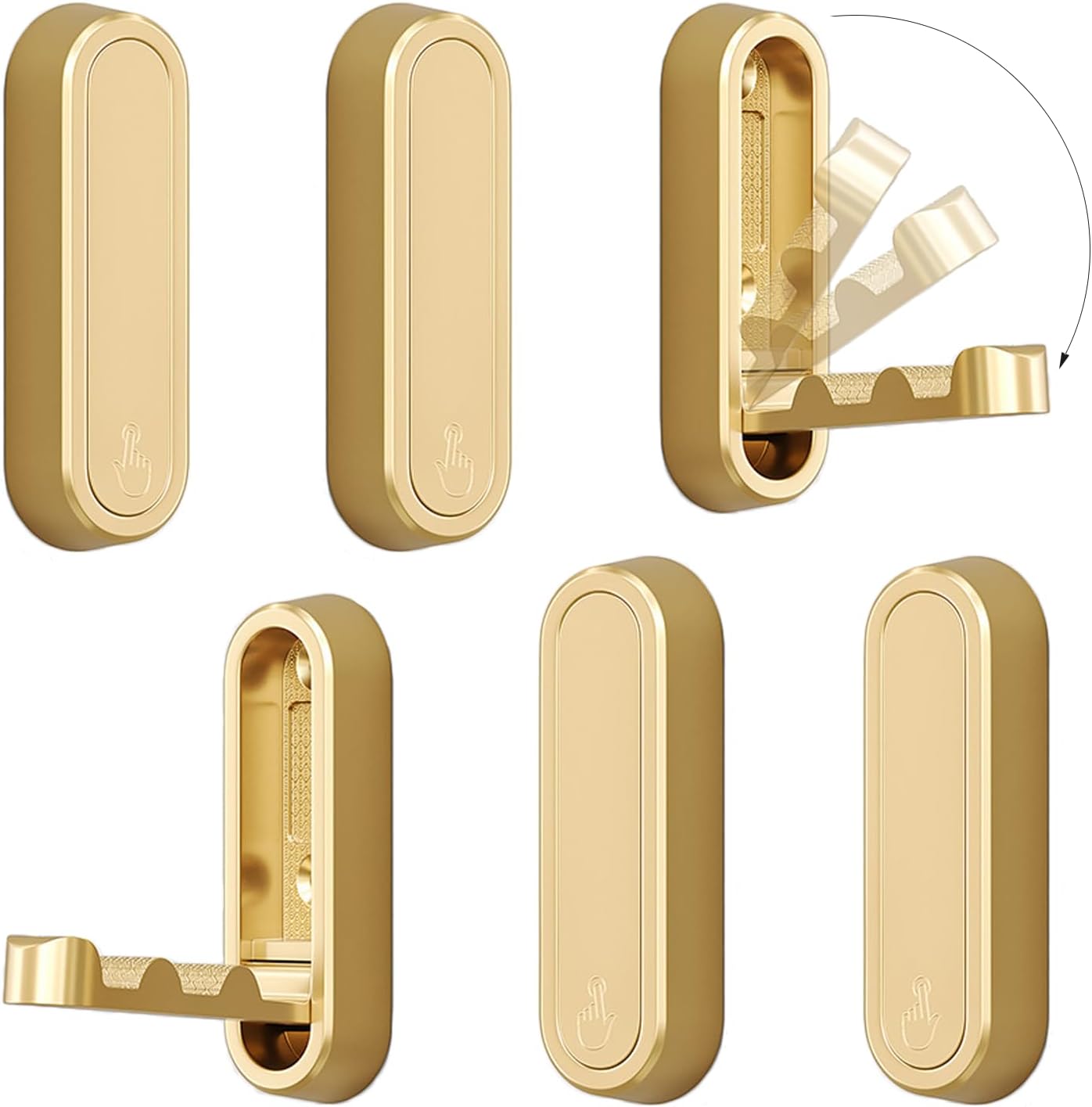 4PCS Folding Coat Hook, Heavy Duty Wall Hooks Made of Zinc Alloy, Foldable Gold Wall Hooks for Hanging Coats, Scarves, Hats, Bathrobes, Keys, Bags (Gold)