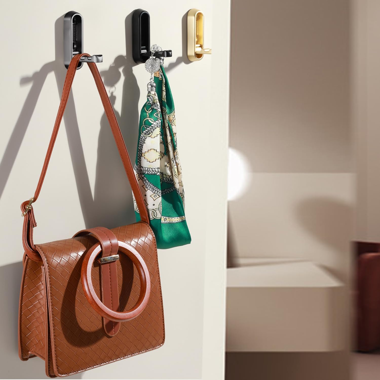 4PCS Folding Coat Hook, Heavy Duty Wall Hooks Made of Zinc Alloy, Foldable Gold Wall Hooks for Hanging Coats, Scarves, Hats, Bathrobes, Keys, Bags (Gold)