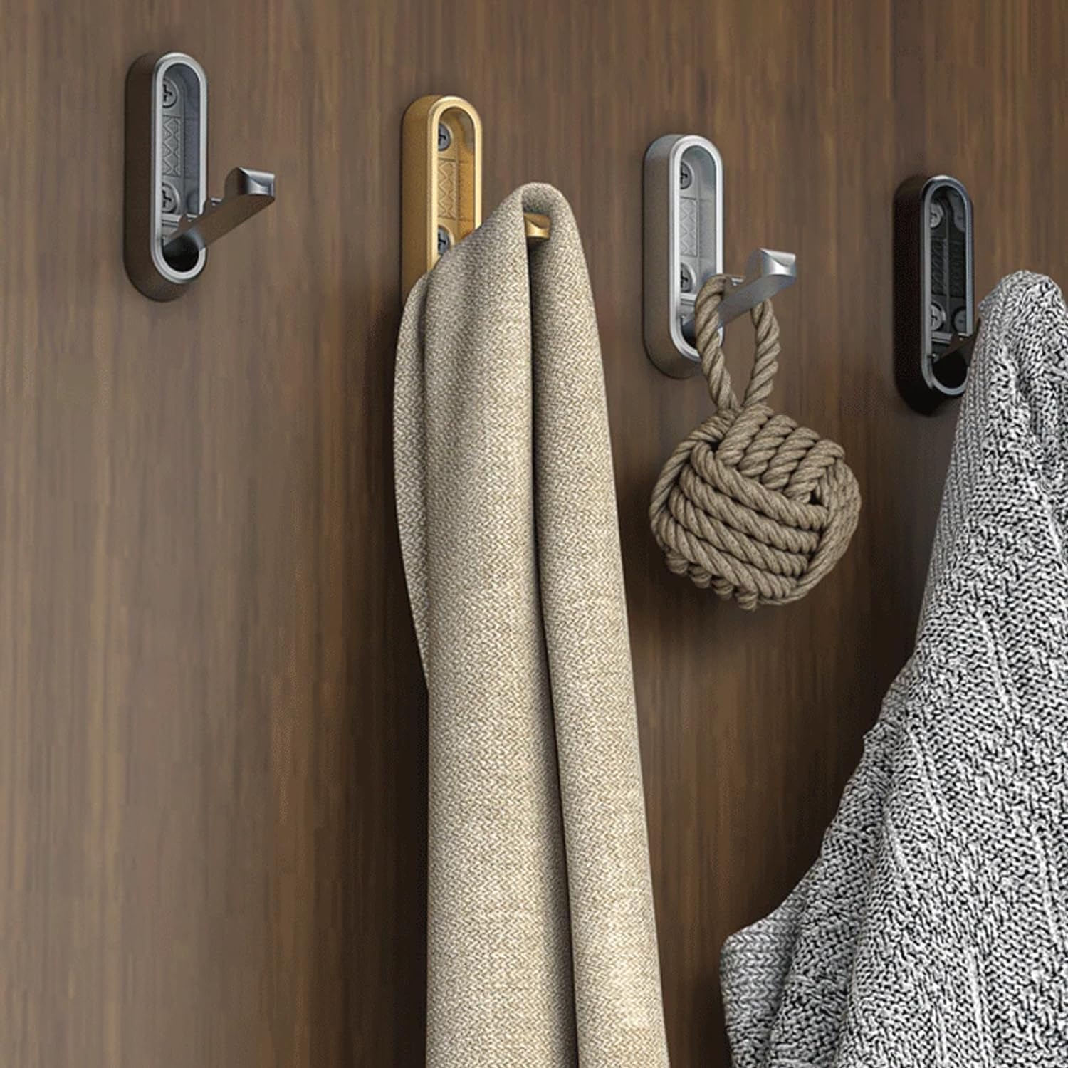 4PCS Folding Coat Hook, Heavy Duty Wall Hooks Made of Zinc Alloy, Foldable Gold Wall Hooks for Hanging Coats, Scarves, Hats, Bathrobes, Keys, Bags (Gold)