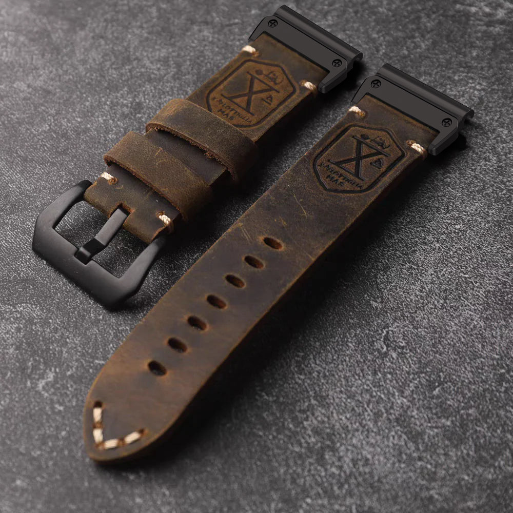 Vintage Leather QuickFit Strap For Garmin--Lengthened Size