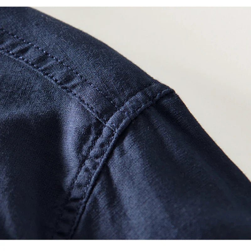 Arturo Linen Mandarin Shirt - Prestiqlo