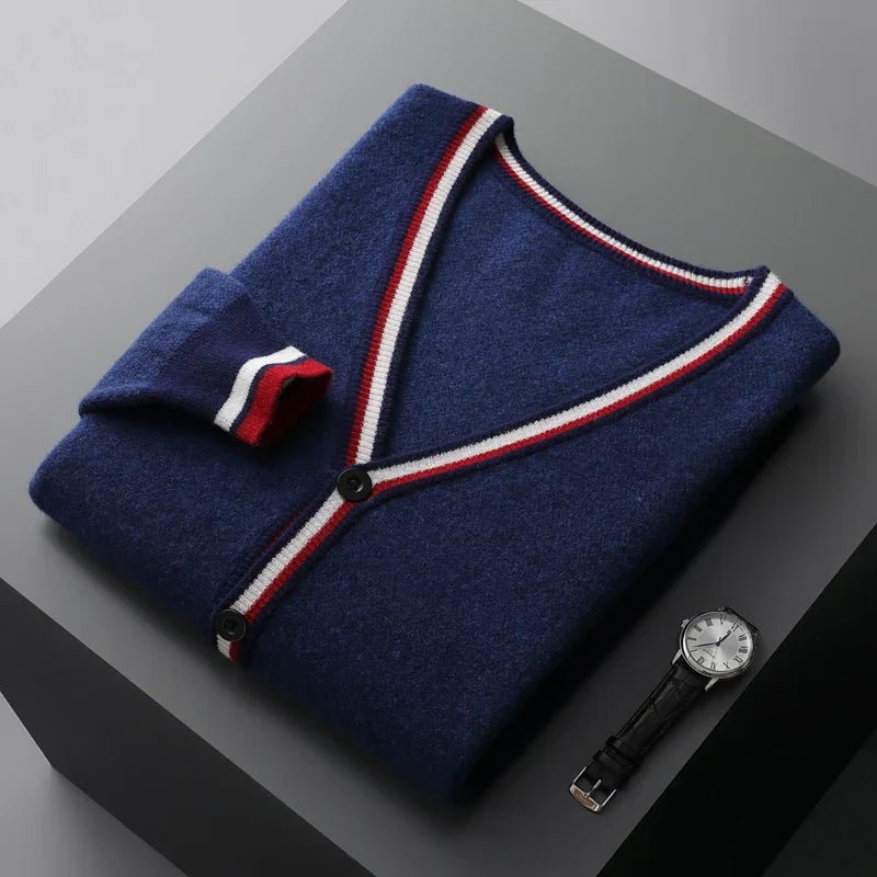 Cambridge Men's Cashmere Trim Cardigan - Prestiqlo