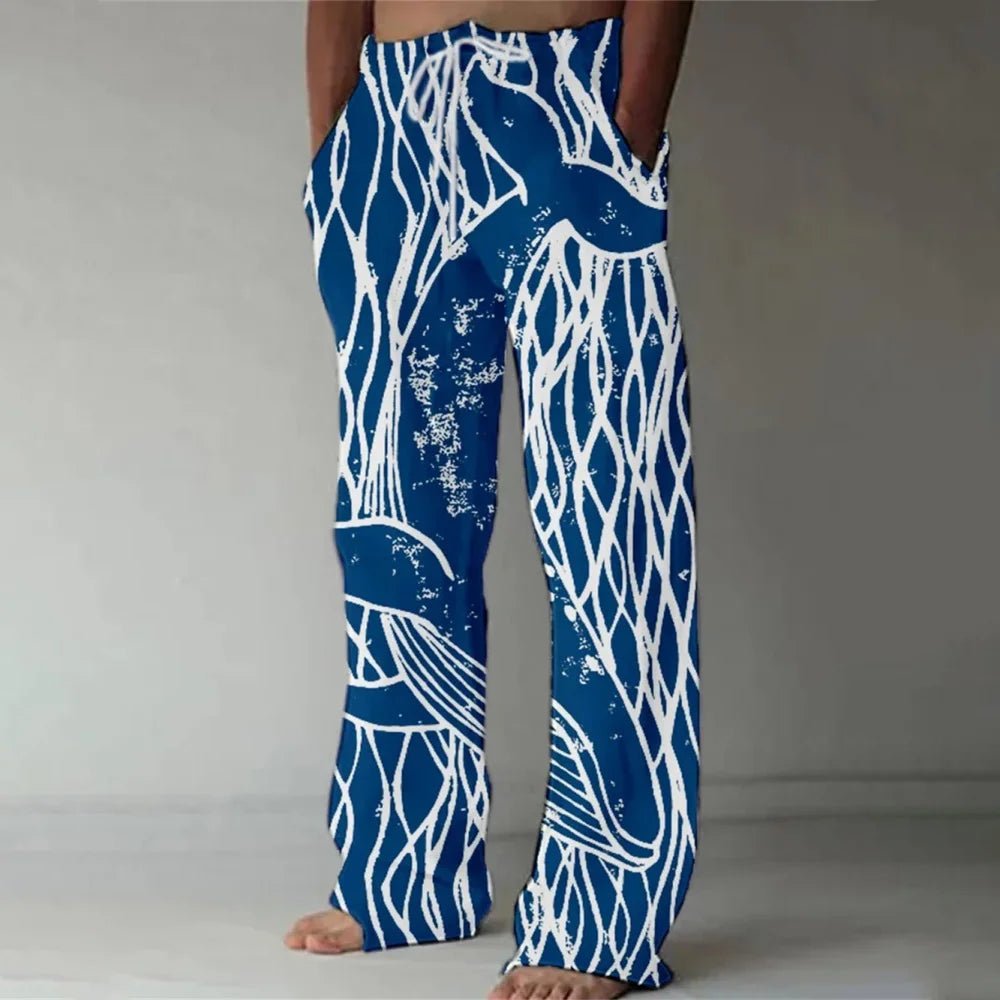 Japanese Printed Art Linen Sweatpants - Prestiqlo