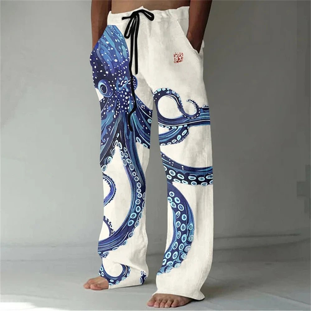 Japanese Printed Art Linen Sweatpants - Prestiqlo