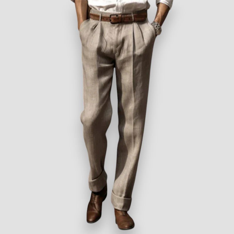 Léonard | Classic Linen Trousers - Prestiqlo