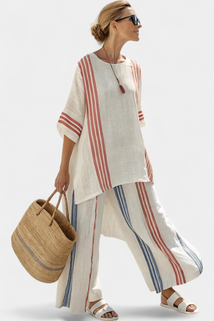 Mirthe | Breezy Two - Piece Set with Stripes and Oversized Fit - Prestiqlo