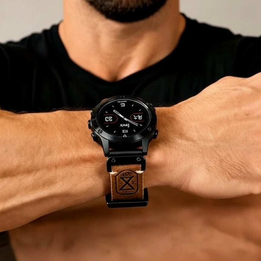 Vintage Leather QuickFit Strap For Garmin--Lengthened Size