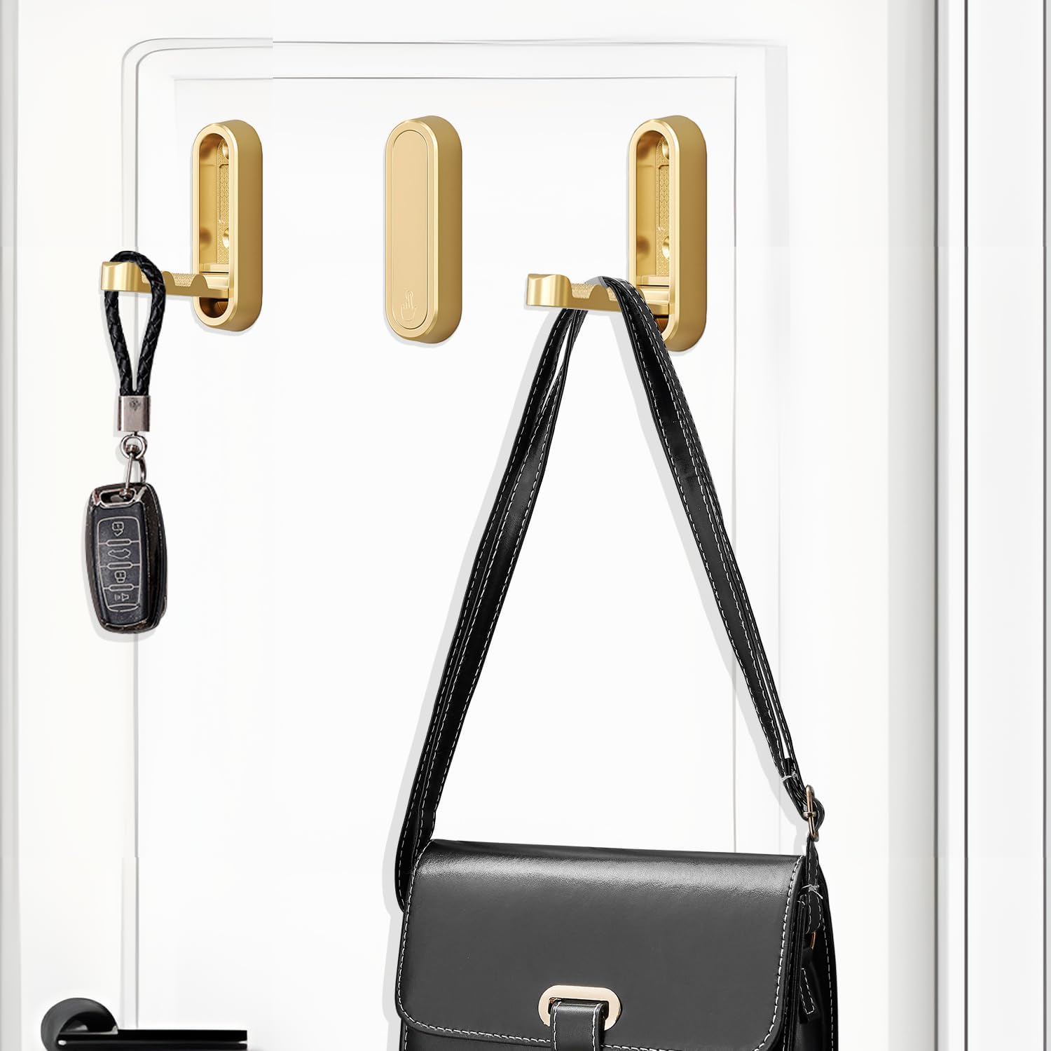 4PCS Folding Coat Hook, Heavy Duty Wall Hooks Made of Zinc Alloy, Foldable Gold Wall Hooks for Hanging Coats, Scarves, Hats, Bathrobes, Keys, Bags (Gold)