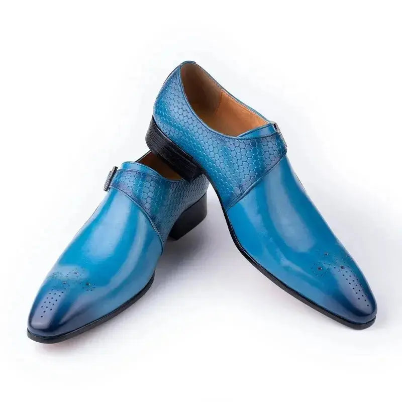 Elegant Men's Blue & Black Loafers | Breathable Handmade Leather Dress Shoes - Prestiqlo