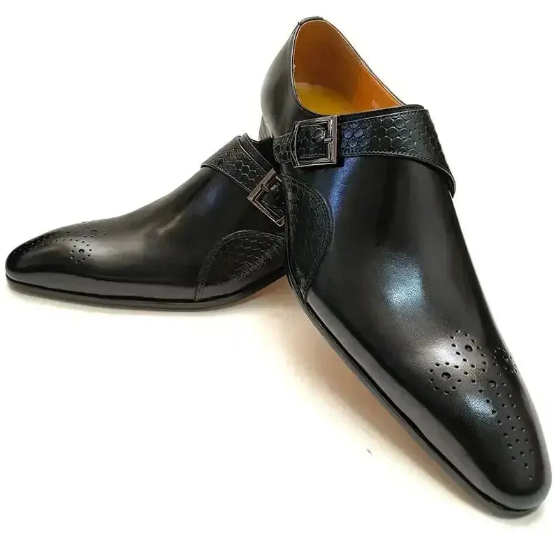 Elegant Men's Blue & Black Loafers | Breathable Handmade Leather Dress Shoes - Prestiqlo