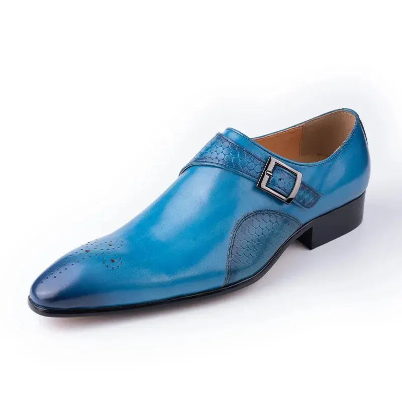 Elegant Men's Blue & Black Loafers | Breathable Handmade Leather Dress Shoes Prestiqlo