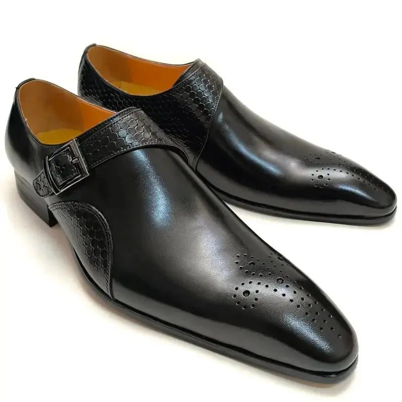 Elegant Men's Blue & Black Loafers | Breathable Handmade Leather Dress Shoes Prestiqlo