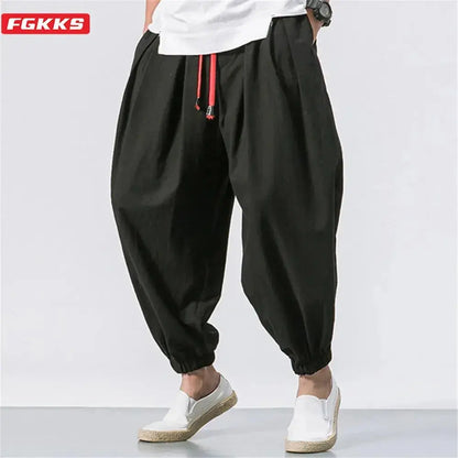 Men's Oversized Loose Harem Pants | High - Quality Chinese Linen Casual Trousers - Prestiqlo