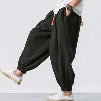 Men's Oversized Loose Harem Pants | High - Quality Chinese Linen Casual Trousers - Prestiqlo