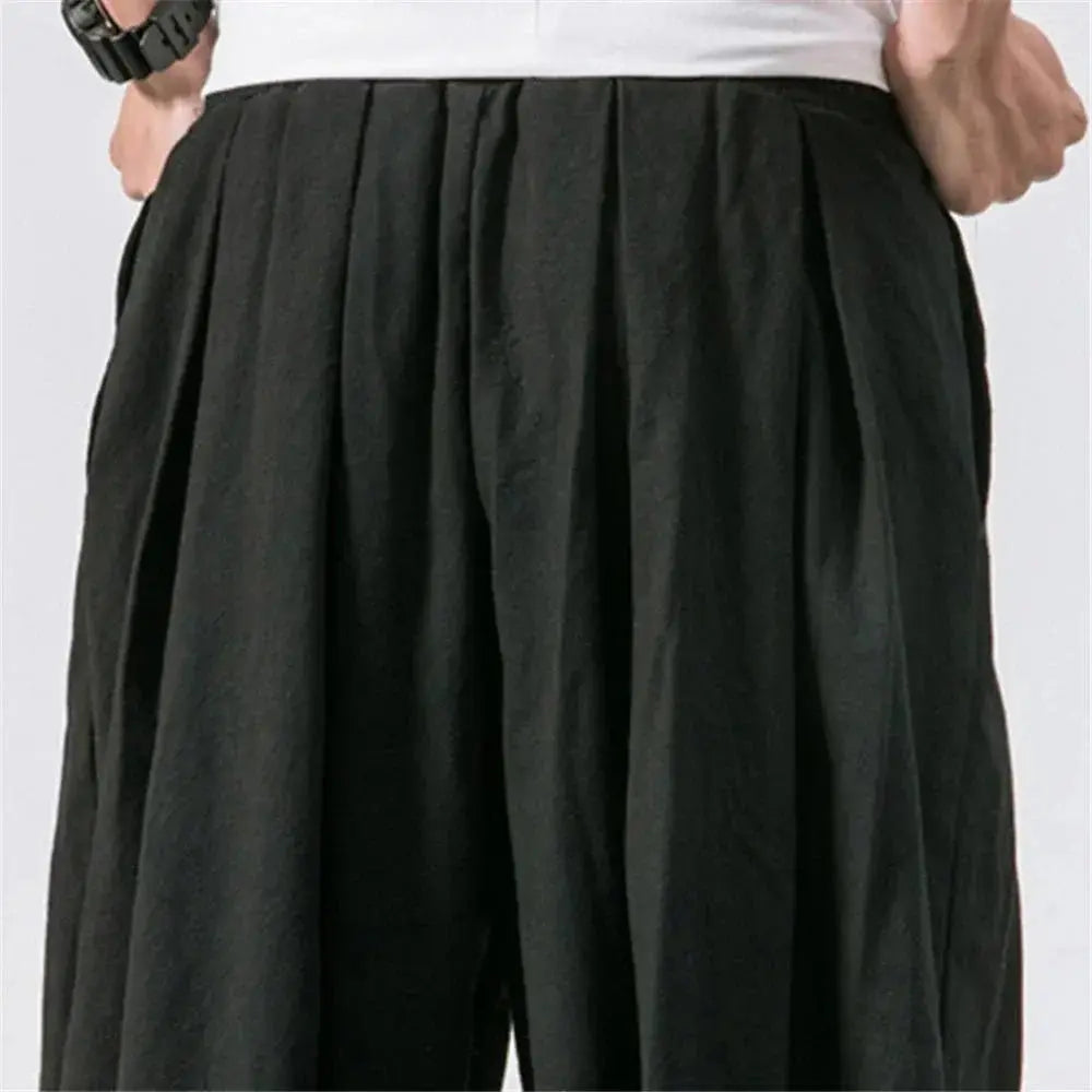 Men's Oversized Loose Harem Pants | High - Quality Chinese Linen Casual Trousers - Prestiqlo