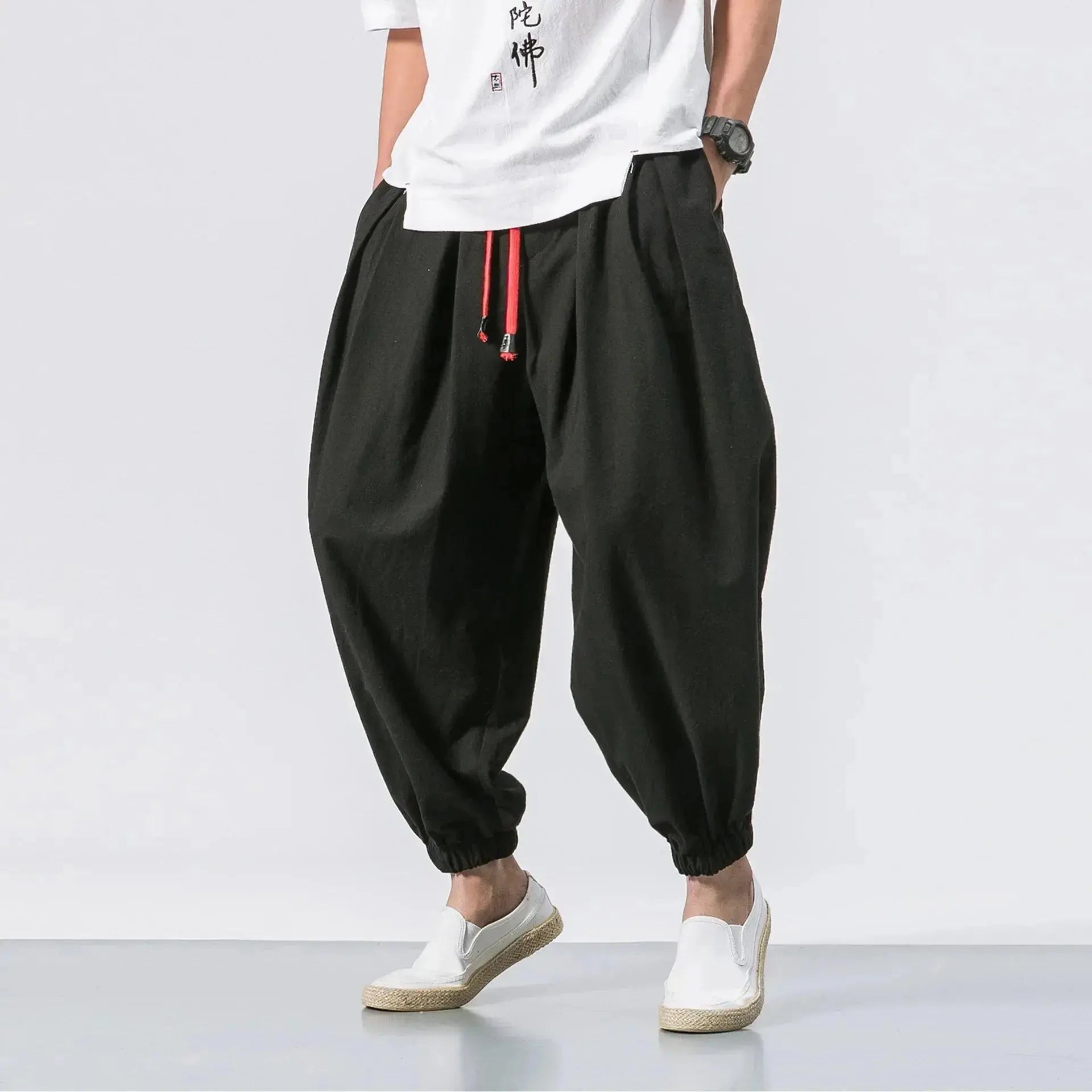 Men's Oversized Loose Harem Pants | High - Quality Chinese Linen Casual Trousers - Prestiqlo