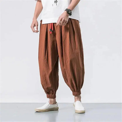 Men's Oversized Loose Harem Pants | High - Quality Chinese Linen Casual Trousers - Prestiqlo