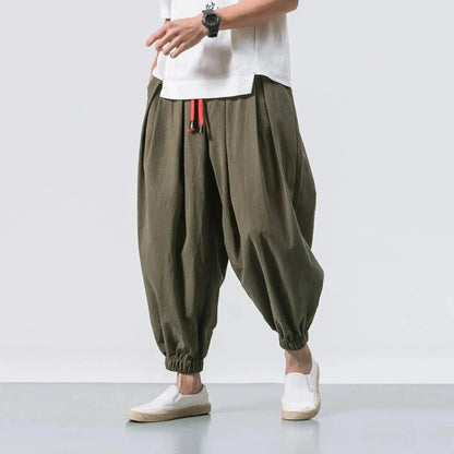 Men's Oversized Loose Harem Pants | High - Quality Chinese Linen Casual Trousers - Prestiqlo