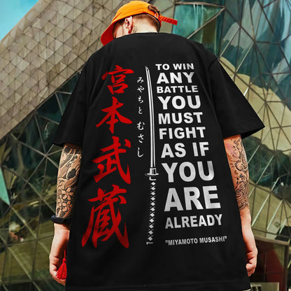 Men's Retro 3D Samurai Sword Print T-Shirt | Loose Fit Harajuku Style Short Sleeve Tee Prestiqlo