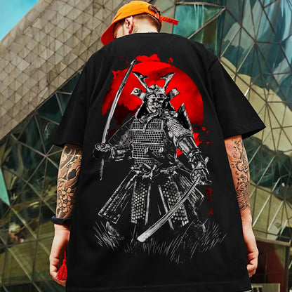 Men's Retro 3D Samurai Sword Print T-Shirt | Loose Fit Harajuku Style Short Sleeve Tee Prestiqlo