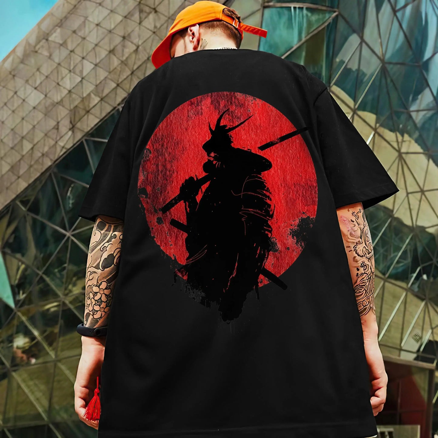 Men's Retro 3D Samurai Sword Print T-Shirt | Loose Fit Harajuku Style Short Sleeve Tee - Prestiqlo