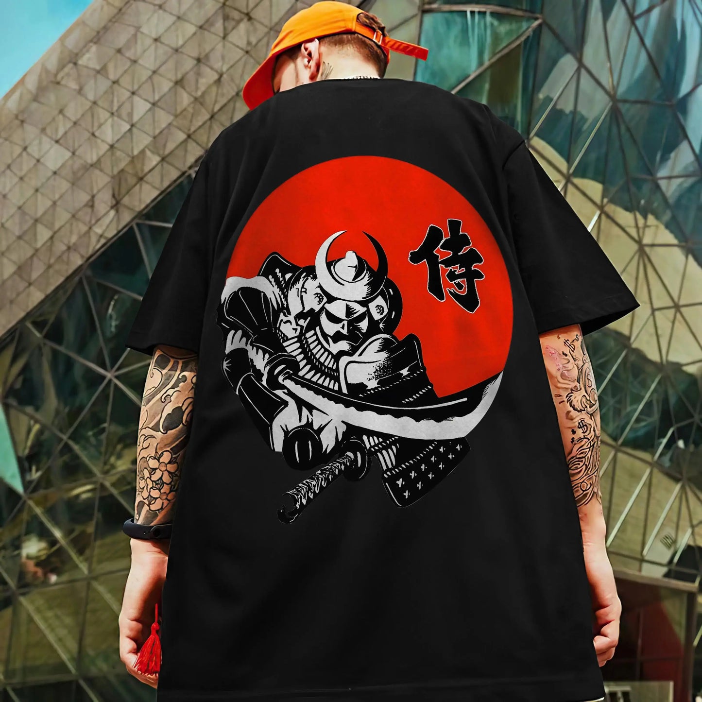 Men's Retro 3D Samurai Sword Print T-Shirt | Loose Fit Harajuku Style Short Sleeve Tee Prestiqlo