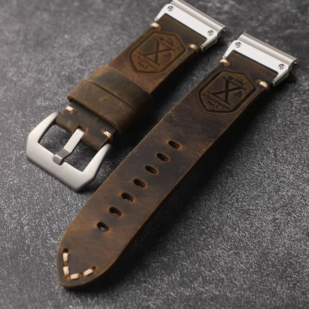 Vintage Leather QuickFit Strap For Garmin--Lengthened Size