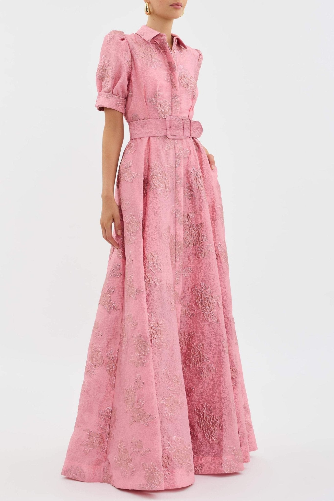 Anabella - Short Puff Sleeves Dress - Prestiqlo