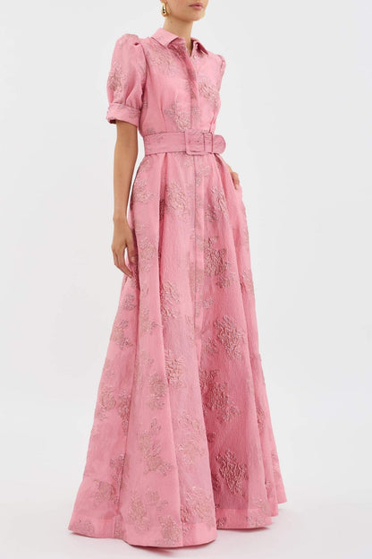 Anabella - Short Puff Sleeves Dress - Prestiqlo