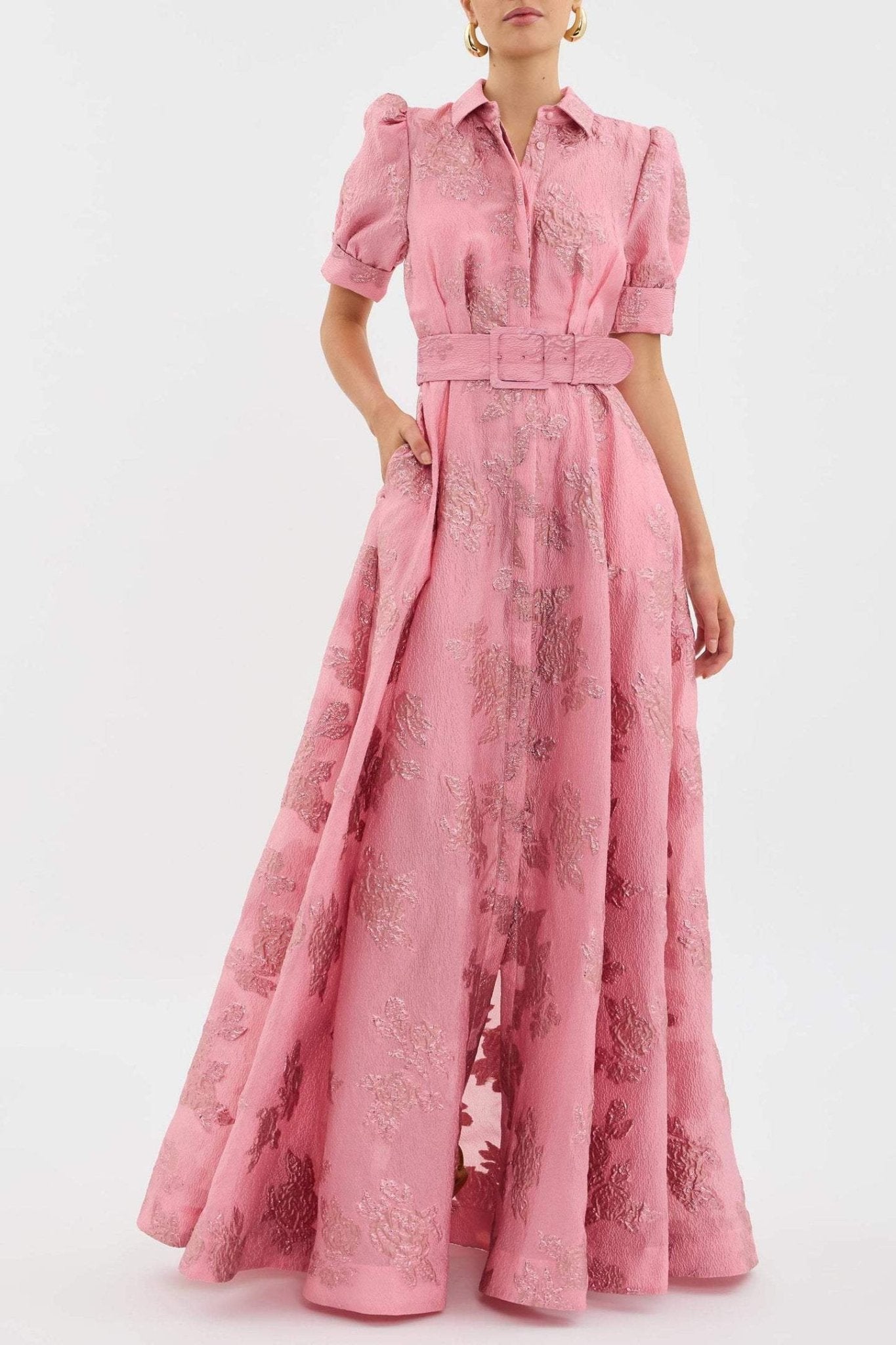 Anabella - Short Puff Sleeves Dress - Prestiqlo