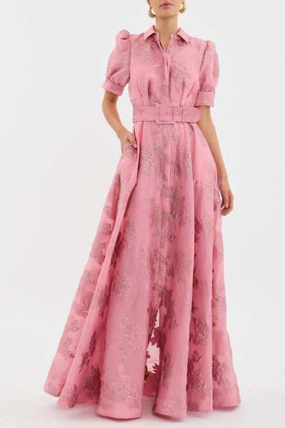 Anabella - Short Puff Sleeves Dress - Prestiqlo