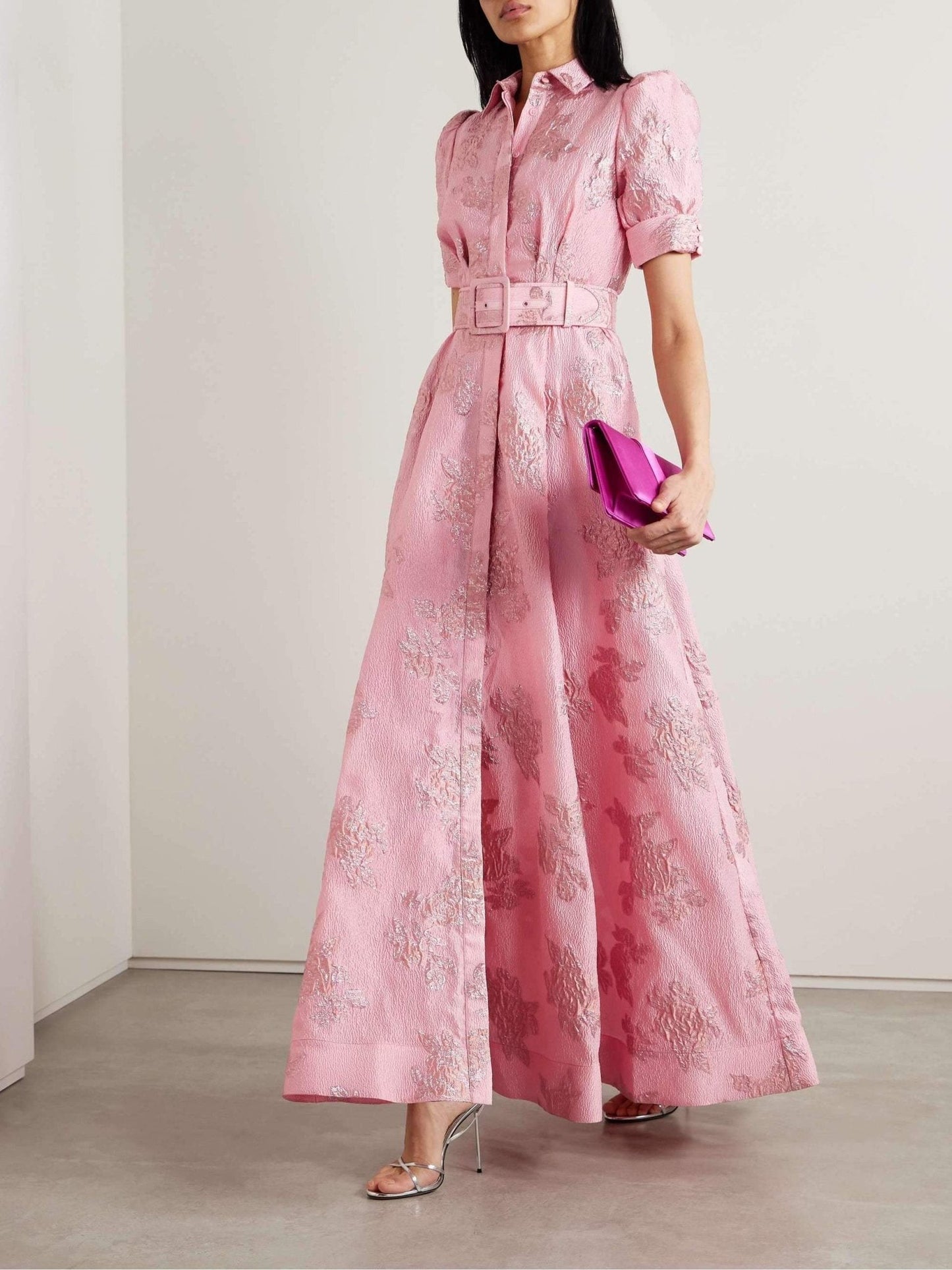 Anabella - Short Puff Sleeves Dress - Prestiqlo