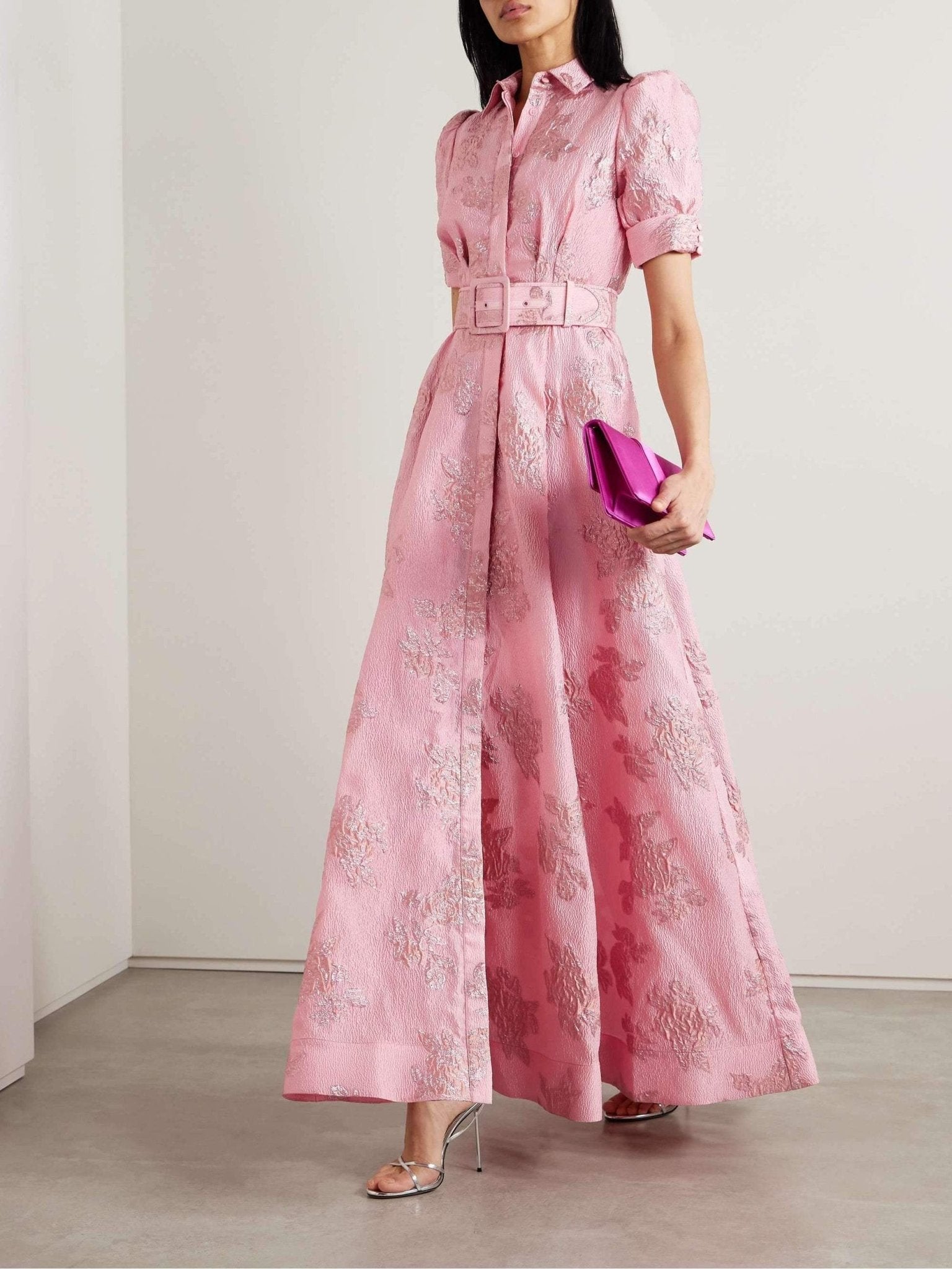 Anabella - Short Puff Sleeves Dress - Prestiqlo