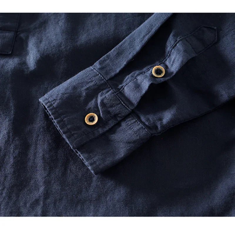 Arturo Linen Mandarin Shirt - Prestiqlo