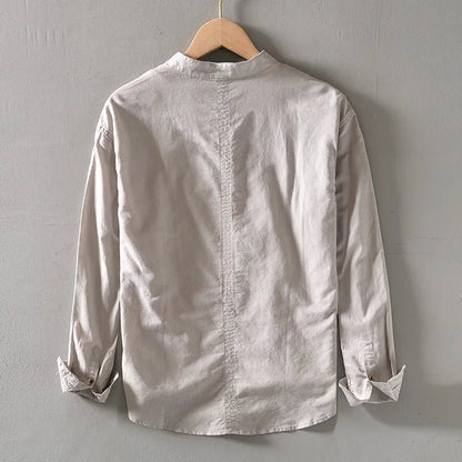 Arturo Linen Mandarin Shirt - Prestiqlo