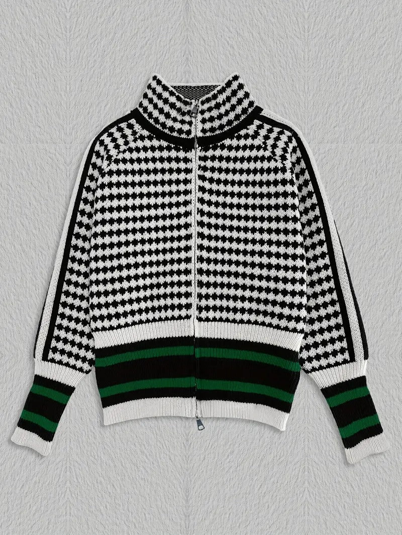 Bella Houndstooth Zip - Up - Prestiqlo