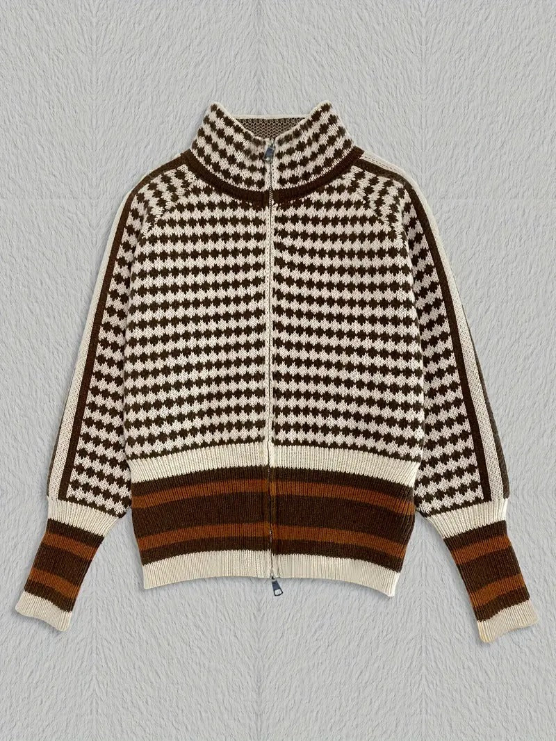 Bella Houndstooth Zip - Up - Prestiqlo