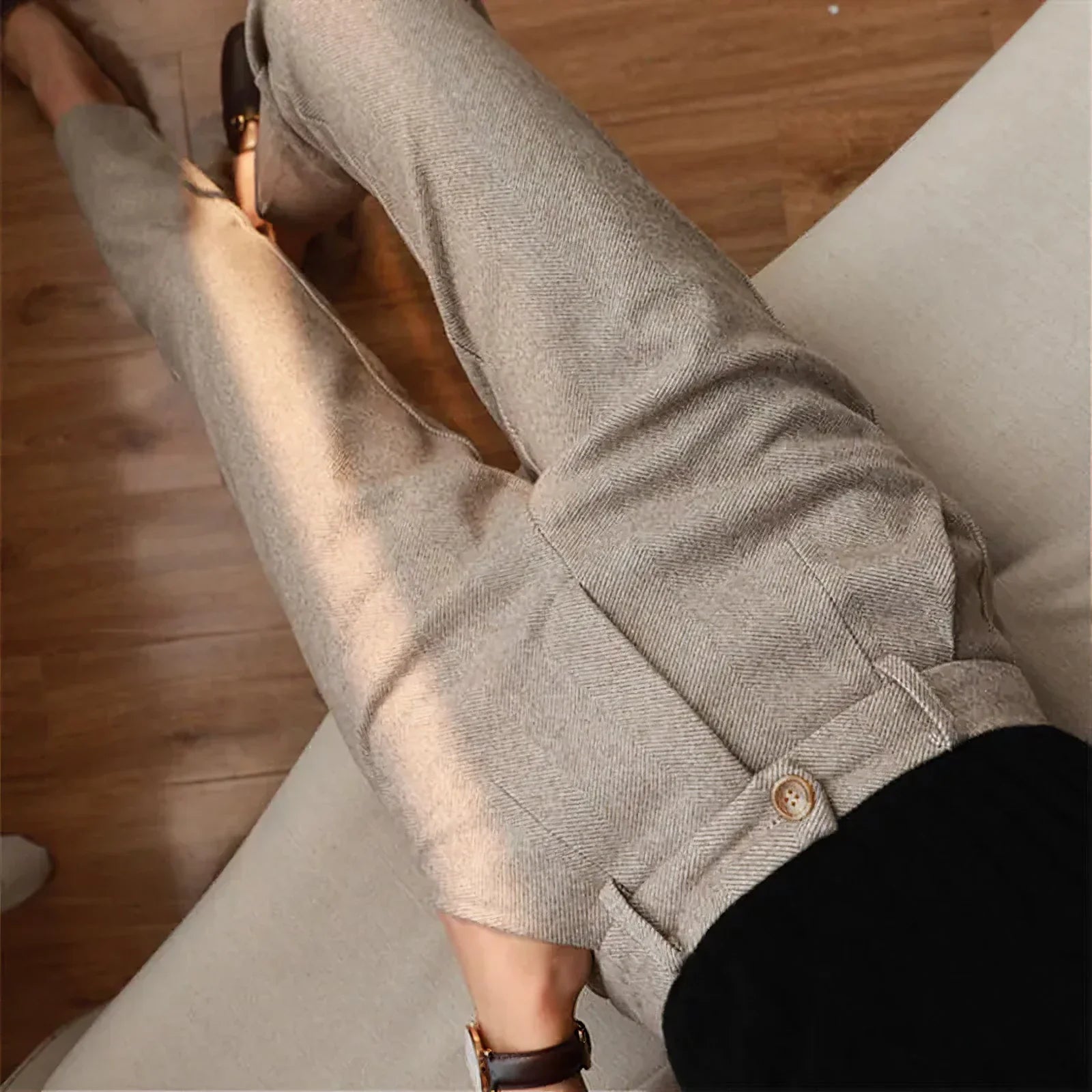 Elegant Pure Wool Tailored Trousers - Prestiqlo