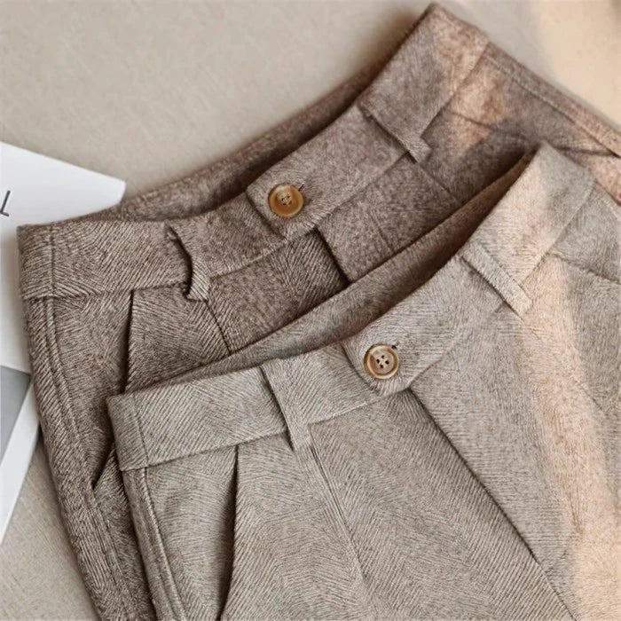 Elegant Pure Wool Tailored Trousers - Prestiqlo