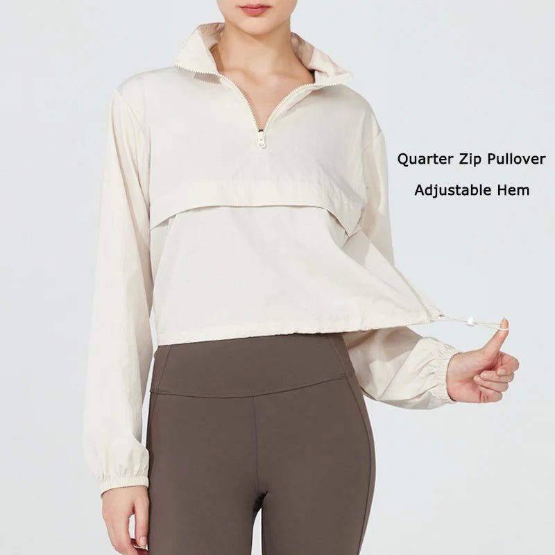 Jazzy - Women's Athletic Jacket Lightweight Quarter Zip Pullover - Prestiqlo
